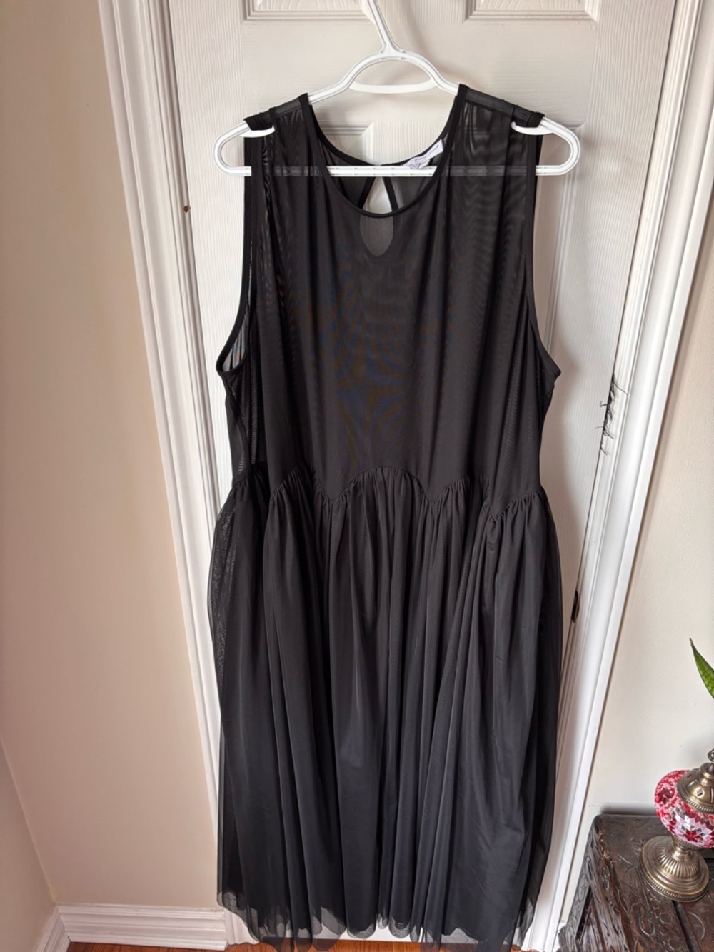 Never Fully Dressed - Black Sleeveless Mesh Overlay Dress